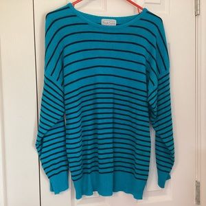 Nicole Curie aqua black stripe sweater very good pre worn - no size - ? L